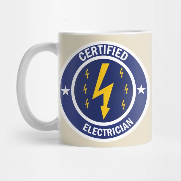 Certified Electricians Blue and white circle Design for Electricians and electrical students by ArtoBagsPlus